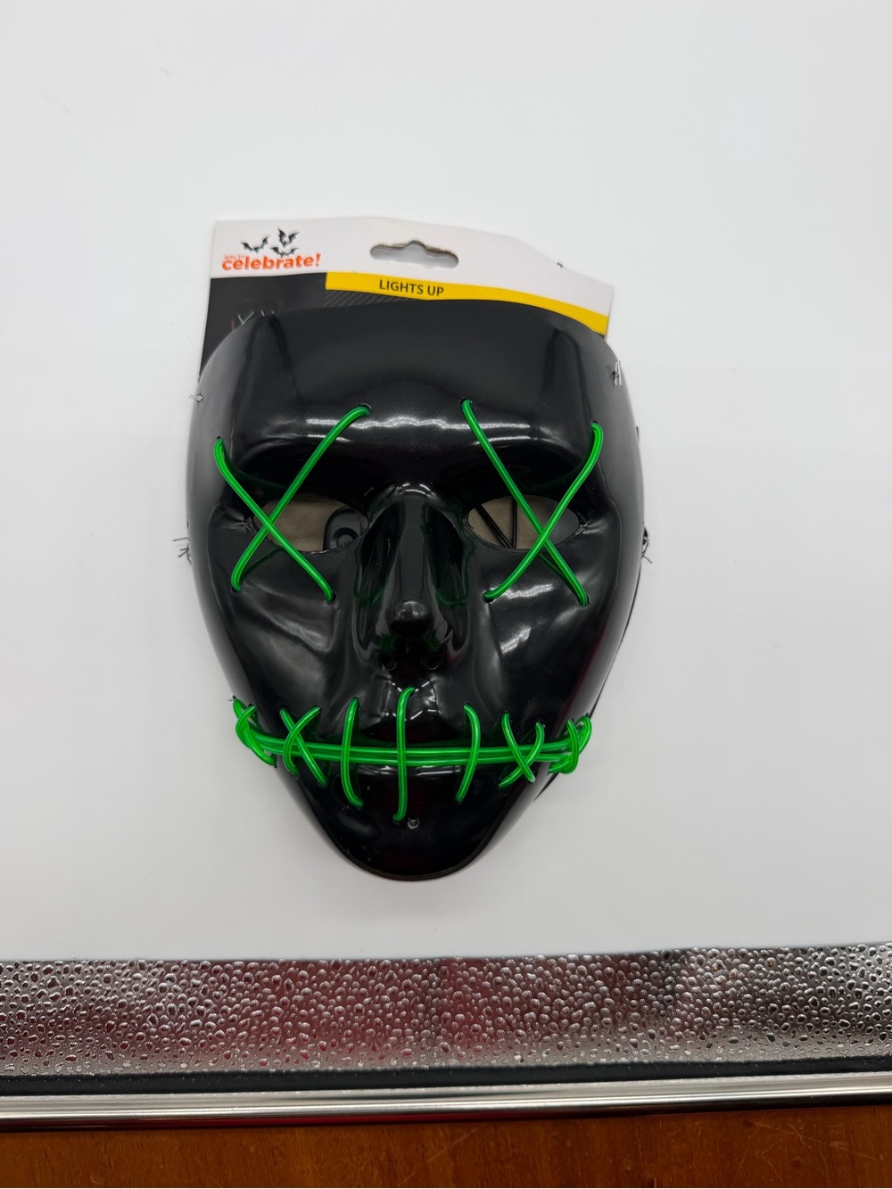 Celebrate It Black LED Stitch Mask with Green Accents